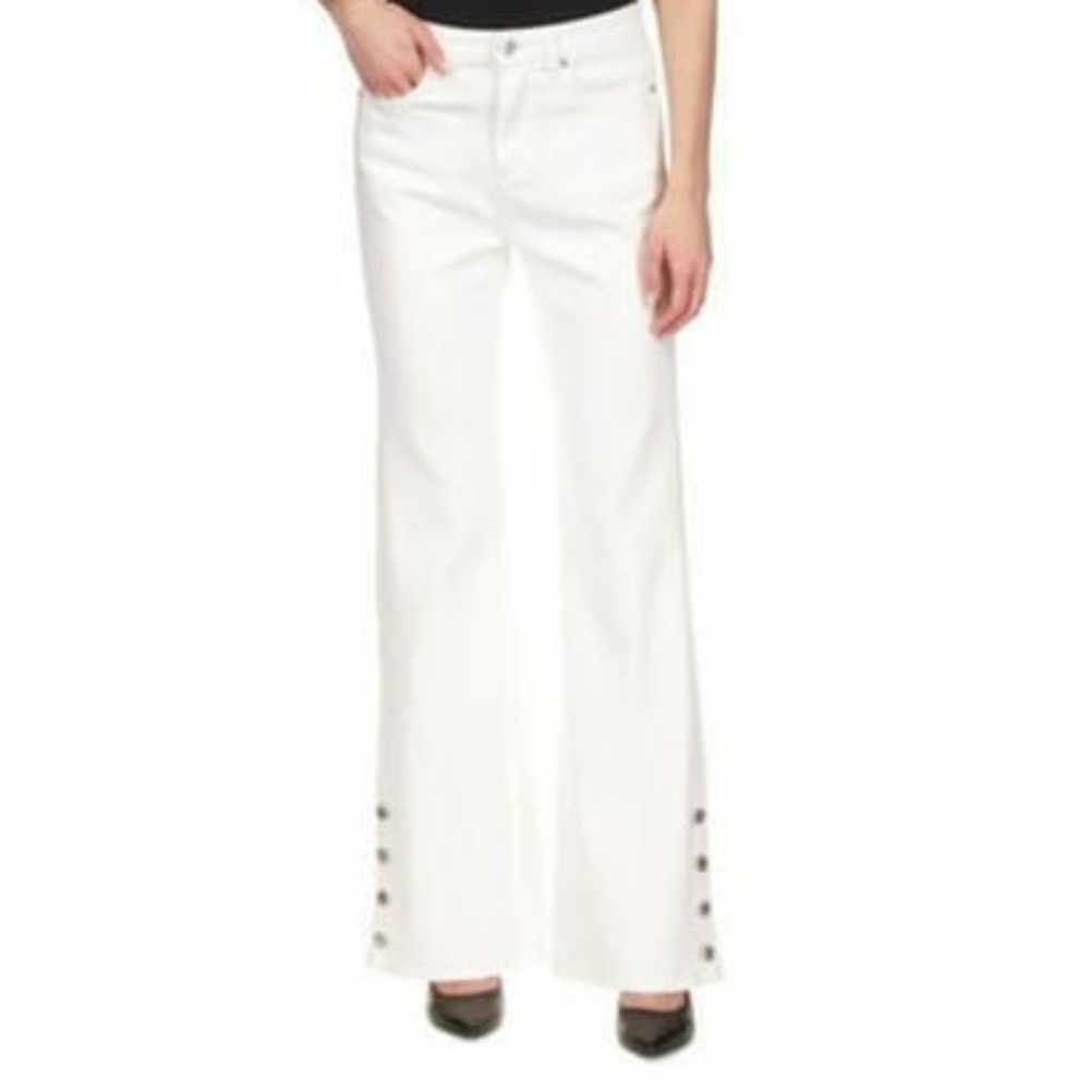 NWT Super Cute! MICHAEL KORS Womens Selma Button Hem Wide/Bootcut Jeans …